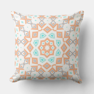 Cojín Decorativo Patrón retro geométrico elegante de color beige