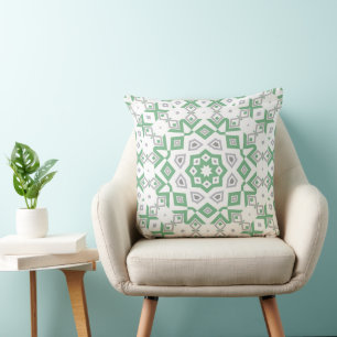 Cojín Decorativo Patrón retro geométrico gris verde elegante