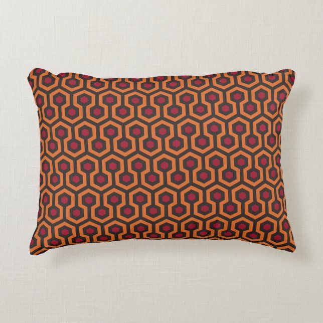 Cojín Decorativo Patrón retro moderno Naranja rojo marrón hexagonal (Anverso)