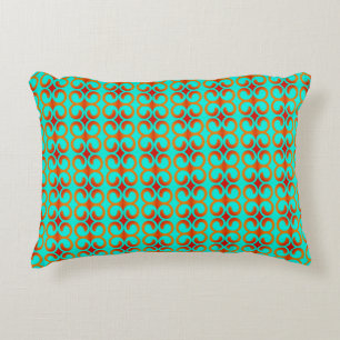 Cojín Decorativo Patrón retro rojo y verde