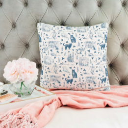 Cojín Decorativo Patrón retro vintage de la tela Cat Catnip Azul bl