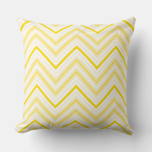 Cojín Decorativo Patrón retro zigzag amarillo y blanco