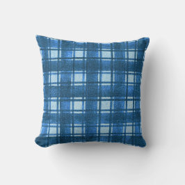 Cojín Decorativo Patrón revestido de denim moderno azul y blanco