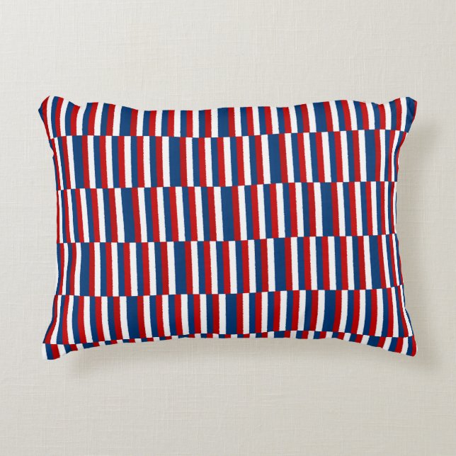 Cojín Decorativo Patrón Rojo Blanco Azul  (Anverso)