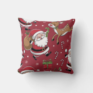 Cojín Decorativo Patrón rojo feliz de Santa Navidades
