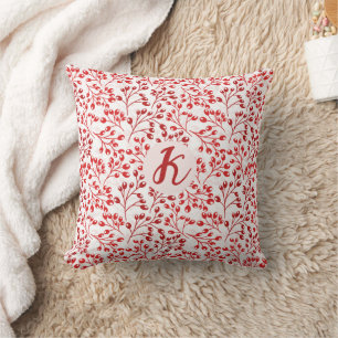 Cojín Decorativo Patrón rojo flojo Moderno Elegante Monogramado