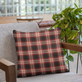 Cojín Decorativo Patrón rojo oscuro y negro trenzado