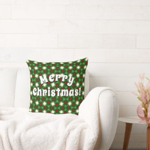 Cojín Decorativo Patrón rojo y verde Feliz Navidad