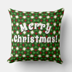 Cojín Decorativo Patrón rojo y verde Feliz Navidad