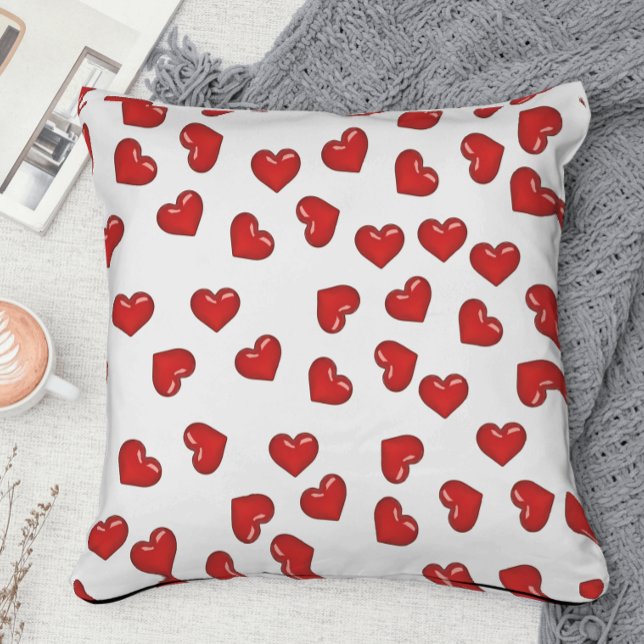 Cojín Decorativo Patrón romántico de corazón rojo en blanco (Subido por el creador)