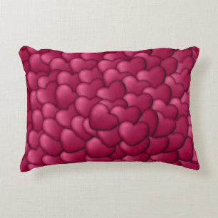 Cojín Decorativo Patrón Romántico de Corazones Rojos 3D-32322