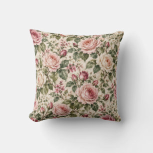 Cojín Decorativo Patrón romántico de jardín de rosas inglés