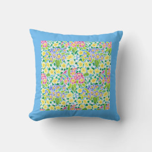 Cojín Decorativo Patrón rosa, amarillo, rosa azul.
