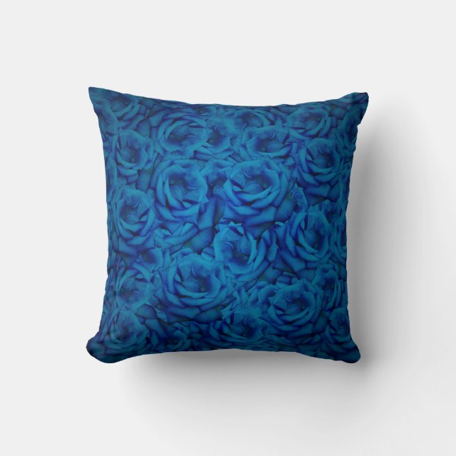 Cojín Decorativo Patrón Rosa azul (Anverso)