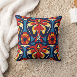 Cojín Decorativo patrón rosa católica roja azul