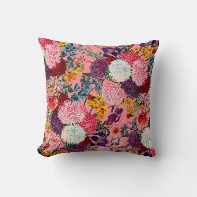 Cojín Decorativo Patrón rosa floral (Anverso)