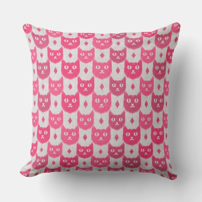 Cojín Decorativo patrón rosa ikat ikat (Anverso)