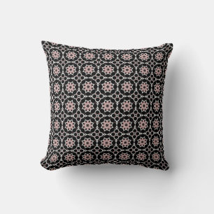 Cojín Decorativo Patrón rosa negro y blanco