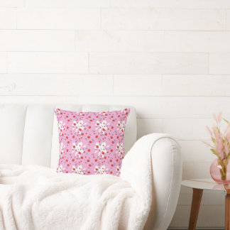 Cojín Decorativo Patrón Rosa Refrescante con Margaritas Blancas  