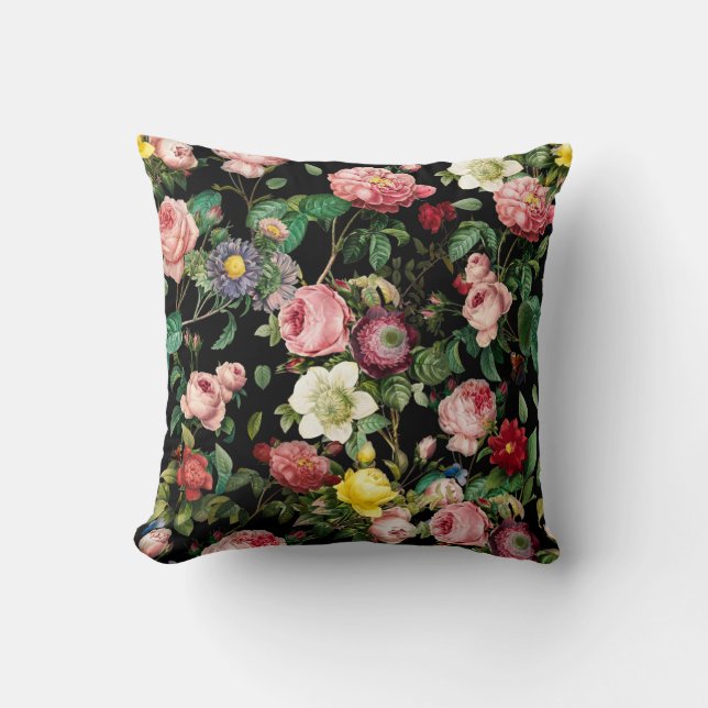 Cojín Decorativo Patrón Rosa rosa y rojo (Anverso)