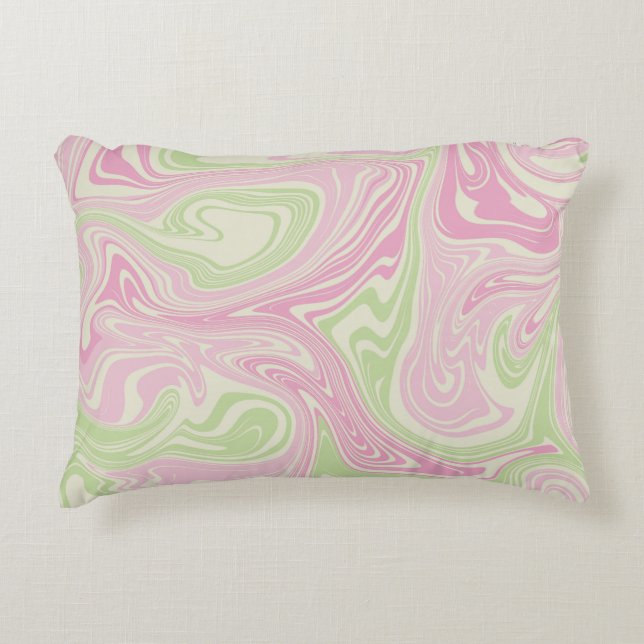 Cojín Decorativo Patrón rosa Verde De Swirl Líquido (Anverso)