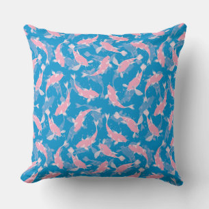 Cojín Decorativo Patrón rosa y azul - Koi Fish