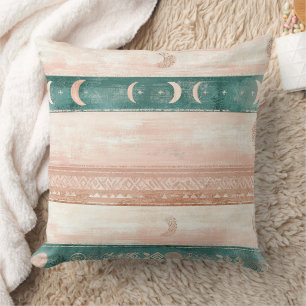 Cojín Decorativo Patrón Rústico de Sol y Luna para Vida Espiritual