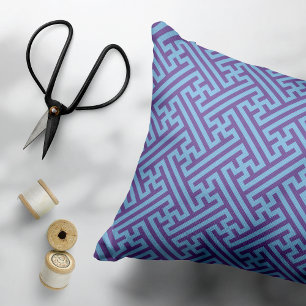 Cojín Decorativo Patrón Sayagata, japonés, púrpura y azul