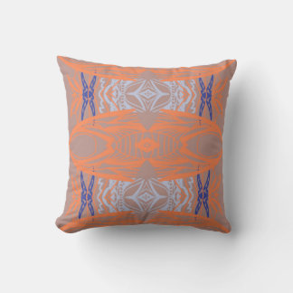 Cojín Decorativo Patrón Simétrico Abstracto Naranja Azul Coral