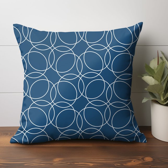Cojín Decorativo Patrón simple moderno (circle pattern throw pillow in dark blue)