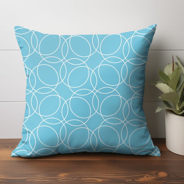 Cojín Decorativo Patrón simple moderno (circle pattern throw pillow in light blue)