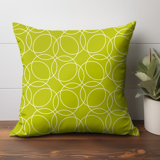 Cojín Decorativo Patrón simple moderno (geometric circle pattern throw pillow home decor in light green)