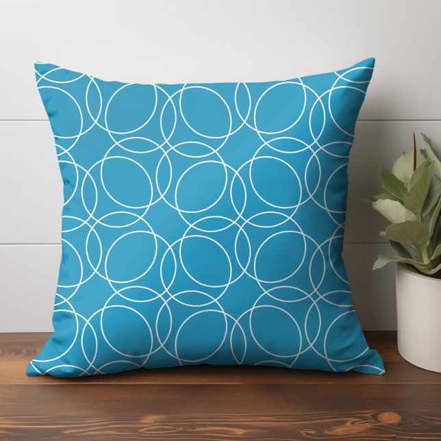 Cojín Decorativo Patrón simple moderno (circle pattern throw pillow home decor in blue)