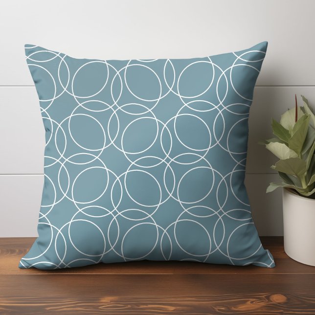 Cojín Decorativo Patrón simple moderno (circle pattern throw pillow in gray blue)