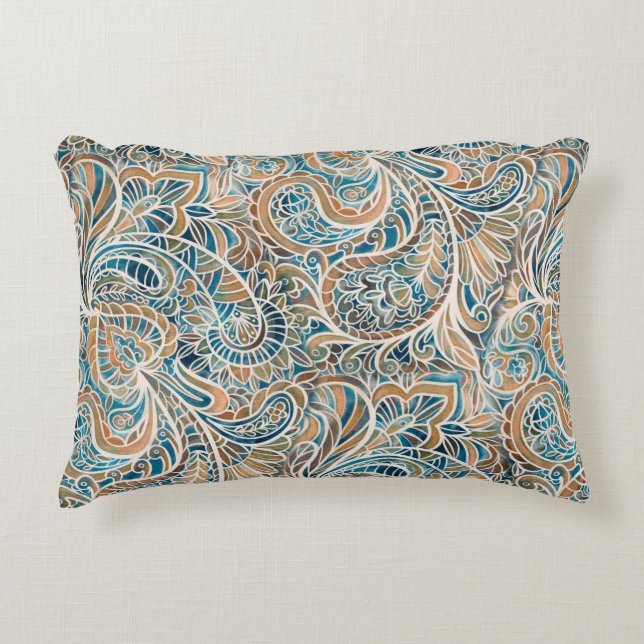 Cojín Decorativo Patrón sin brillo con la impresión Paisley multico (Anverso)
