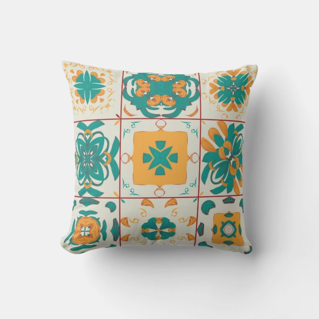 Cojín Decorativo Patrón sin brillo de 9 arabic tilesabstract, a (Anverso)