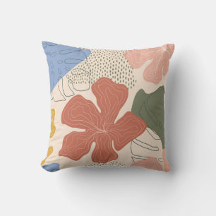 Cojín Decorativo Patrón sin costuras floral dibujado a mano, collag