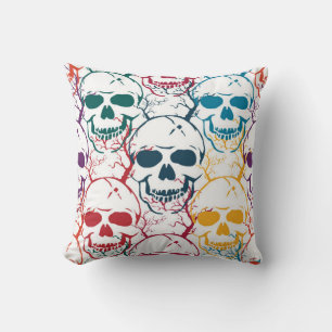 Cojín Decorativo Patrón sin fisuras de Halloween con cráneos. Col