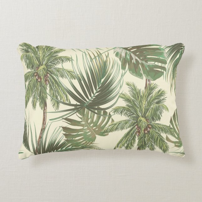 Cojín Decorativo Patrón sin fisuras de hojas tropicales (Anverso)