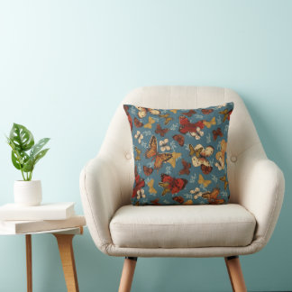 Cojín Decorativo patrón sin fisuras de mariposa azul