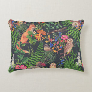 Cojín Decorativo Patrón sin fisuras dibujado a mano con el bosque 