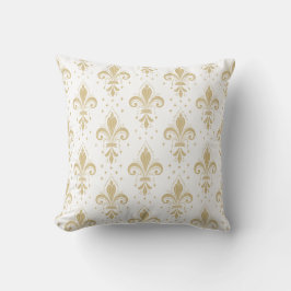 Cojín Decorativo Patrón sin fisuras dorado de fleur-de-lis en blanc