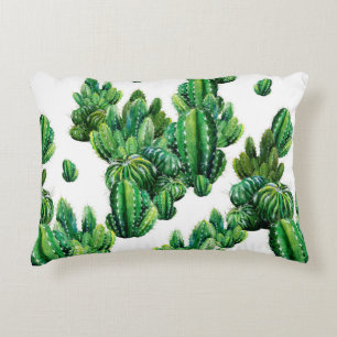 Cojín Decorativo Patrón sin foco con acuarela de cactus. Cactus ill