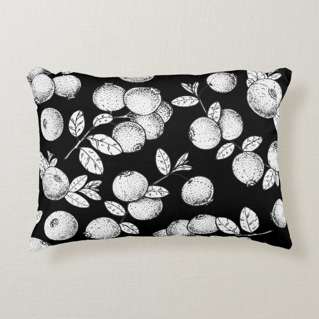 Cojín Decorativo Patrón sin foco con arándano. Esbozo dibujado a ma (Anverso)