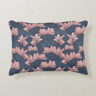Cojín Decorativo Patrón sin foco con bellas flores de magnolia