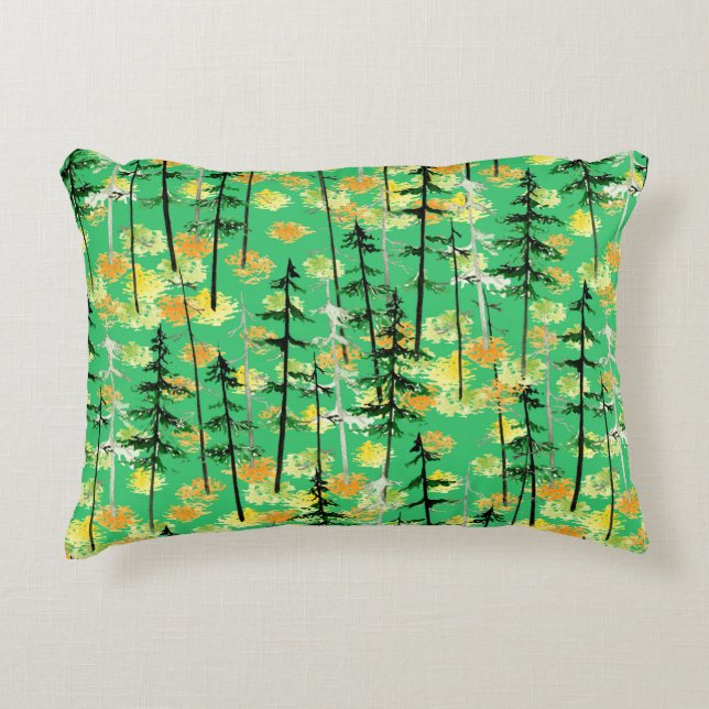 Cojín Decorativo Patrón sin foco con bosque otoñal (Anverso)