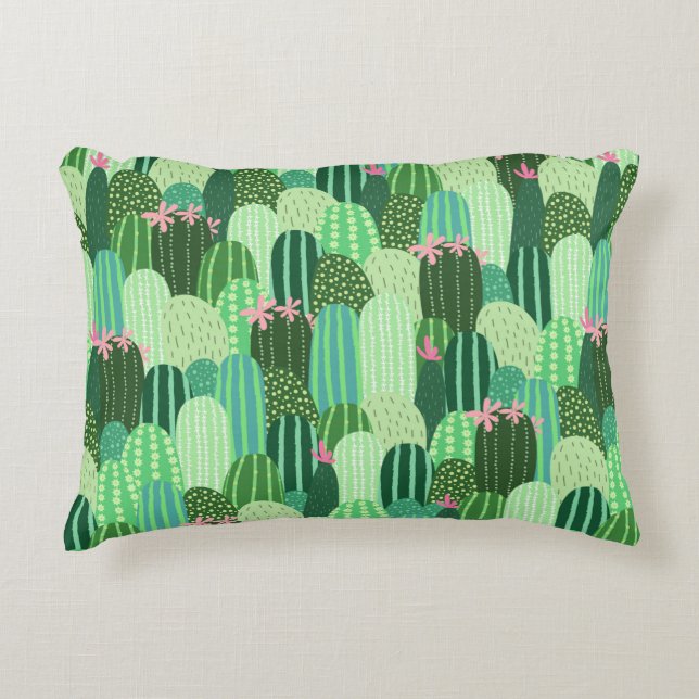 Cojín Decorativo Patrón sin foco con cactus (Anverso)