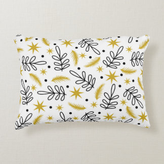 Cojín Decorativo Patrón sin foco con copos de nieve y ramas de abet