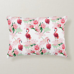 Cojín Decorativo Patrón sin foco con flamingo rosa