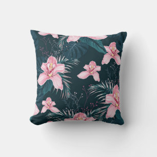 Cojín Decorativo Patrón sin foco con flores Orquídea, coloreado